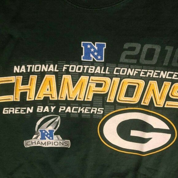 Vintage Green Bay Packers Football NFL 2010 NFC Champions Green T-Shirt Large - Picture 2 of 3